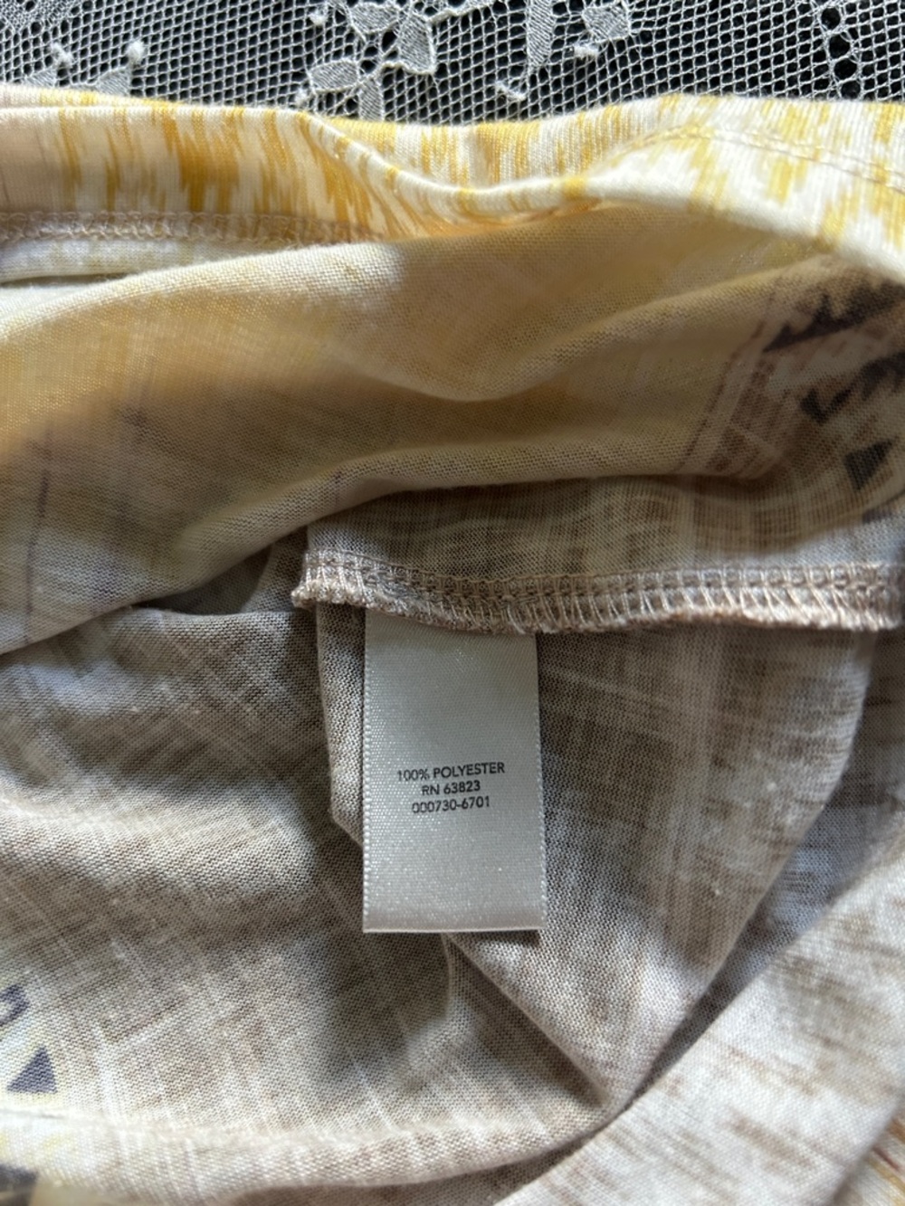 Christopher & Banks Patterned Crew Neck Women’s Shirt in Yellow, Brown & Green. - Picture 2 of 4